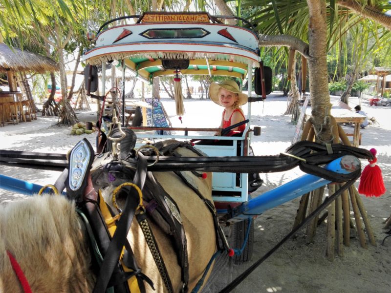 Gili Air met kinderen, paard en koets