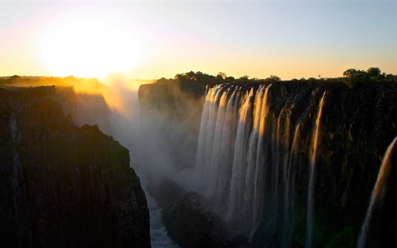 Victoria falls zonsondergang Victoria falls zonsondergang